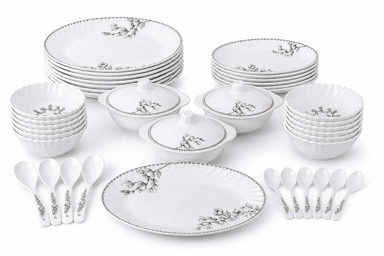 Melvio Blossom Grace 40-piece melamine dinner set