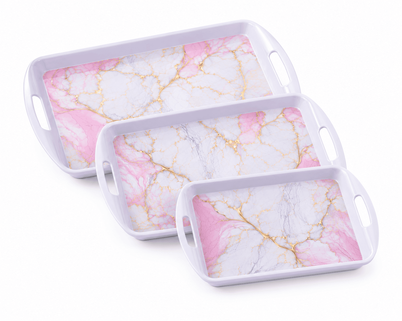 Melvio Blue Garden melamine serving tray set of 3 – blue floral design buy online India